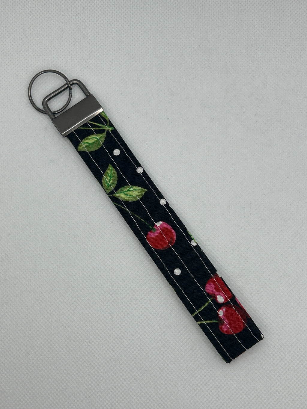 Cherry Print Key Fob Wristlet – Black