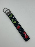 Cherry Print Key Fob Wristlet – Black