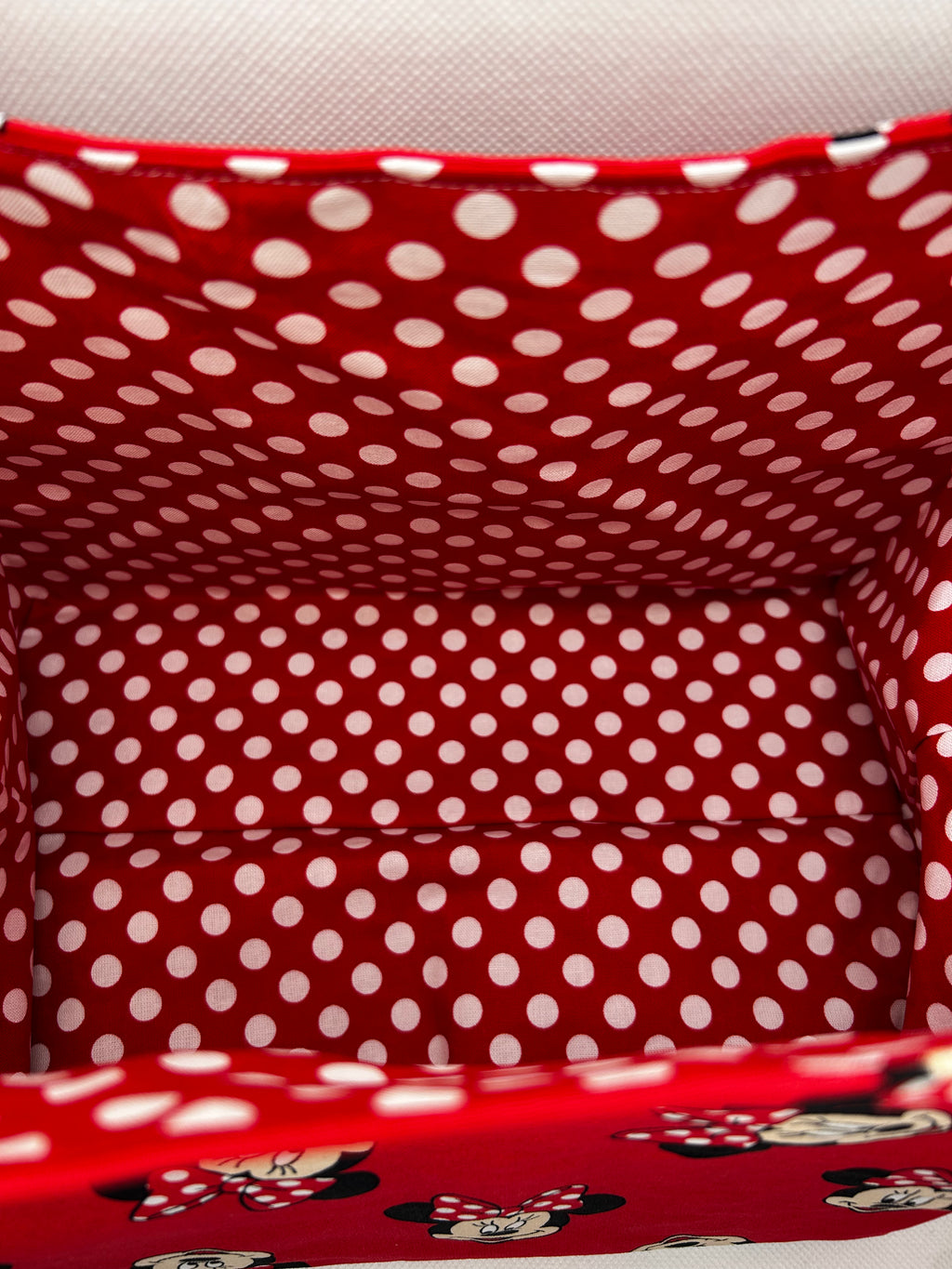 Handmade "Your Favorite Cartoon Character" Gift Basket Tote Bag – Red Polka Dot